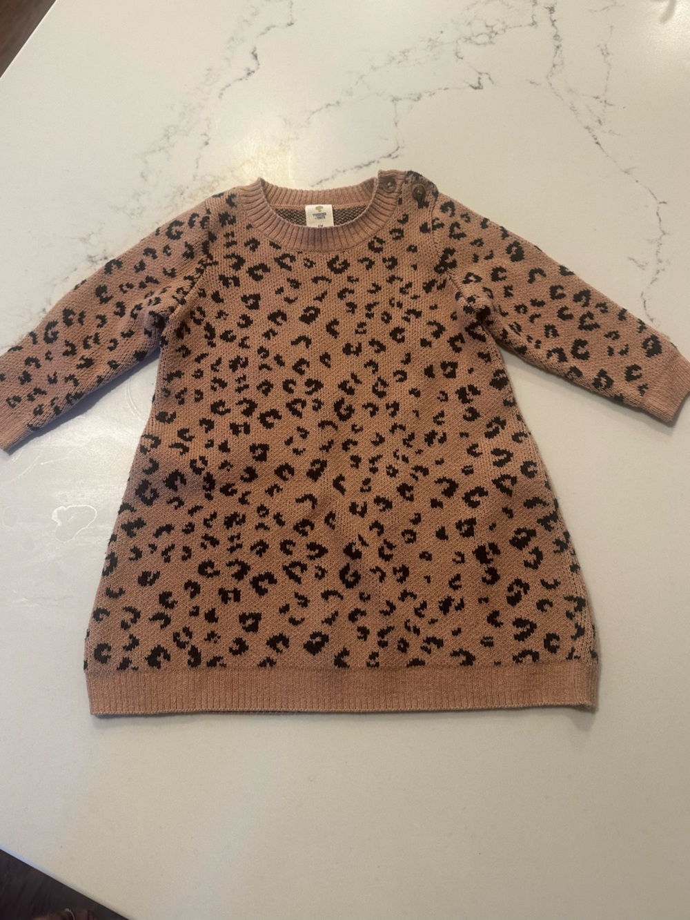 Tucker + Tate Tan Leopard Print Knit Dress. 6 month
